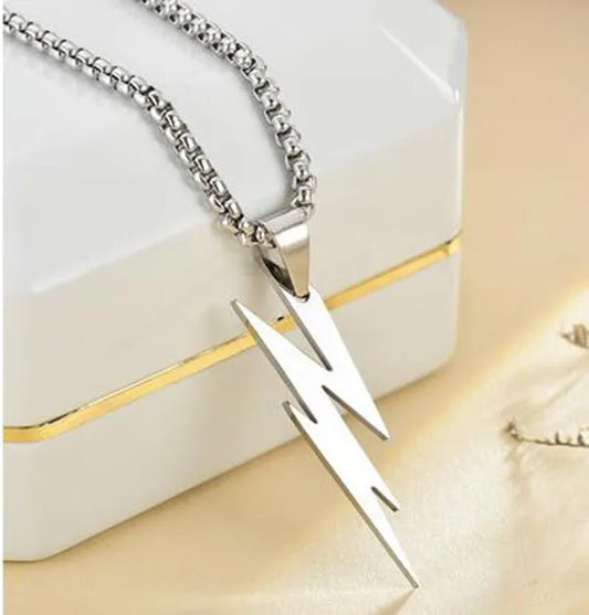 Elegant Titanium Bolt Lightening Pendant Necklace for Men
