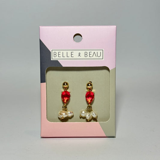 BELLE & BEAU Gradient Diamond Drop Earring with Pearls
