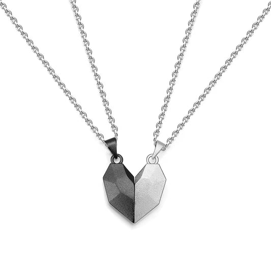 Heart Iron Stone Magnetic Necklace For Couple